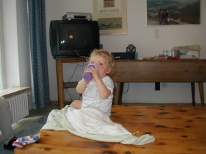 The Girl with her brother's blanket.  