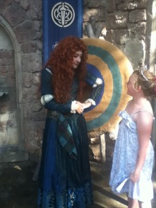 The Girl meeting Merida who is nowhere as brave as my daughter.